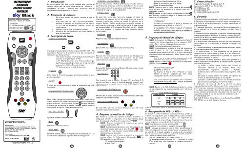 INSTRUCTIVO PARA LA OPERACIÓN DE SU - Sky