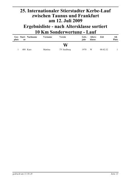 25. Internationaler Stierstadter Kerbe-Lauf zwischen ... - TV Stierstadt