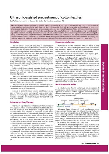 Ultrasonic-assisted pretreatment of cotton textiles