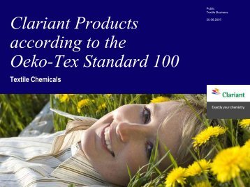 Clariant Products according Oeko-Tex 100 Standard