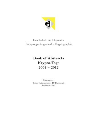 Tagungsband - Fachgruppe Angewandte Kryptologie