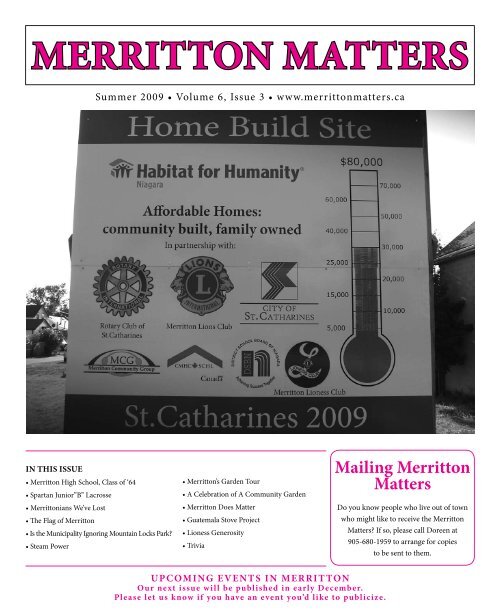 Merritton Matters Summer 2009 - Merritton Community Group
