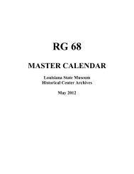 RG 68 Master Calendar - Louisiana Department of Culture ...
