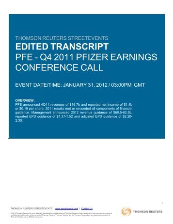 edited transcript pfe - q4 2011 pfizer earnings conference call