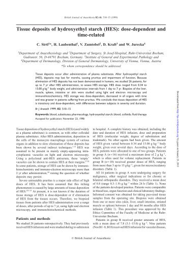 Tissue deposits of hydroxyethyl starch (HES): dose-dependent ... - BJA