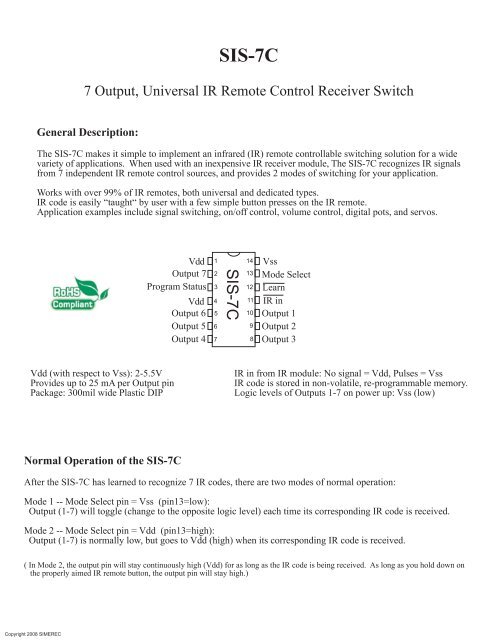 Programming the SIS-7C - SIMEREC.com