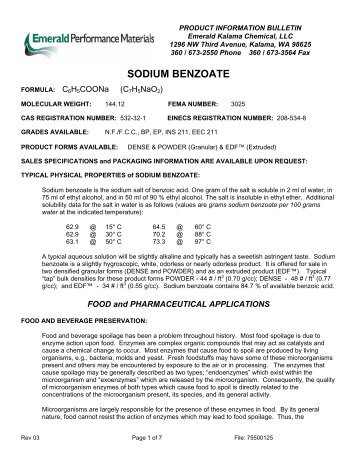 SODIUM BENZOATE - Emerald Performance Materials