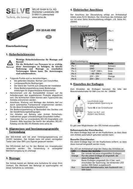 Innenjalousieantrieb SIS (pdf, 620 kB) - Selve