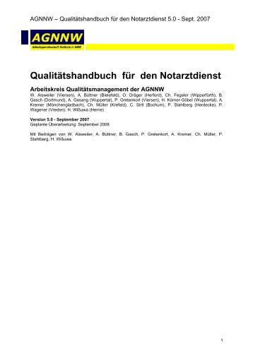 Qualitätshandbuch für den Notarztdienst - agnnw