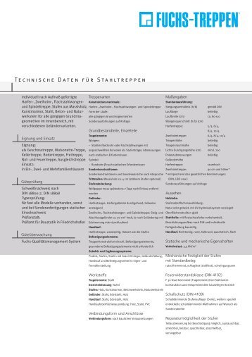 TECHNISCHE DAtEN FüR StAHltREppEN - Fuchs-Treppen