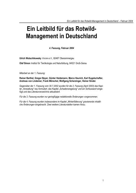 Ein Leitbild für das Rotwild- Management in Deutschland - Institut für ...