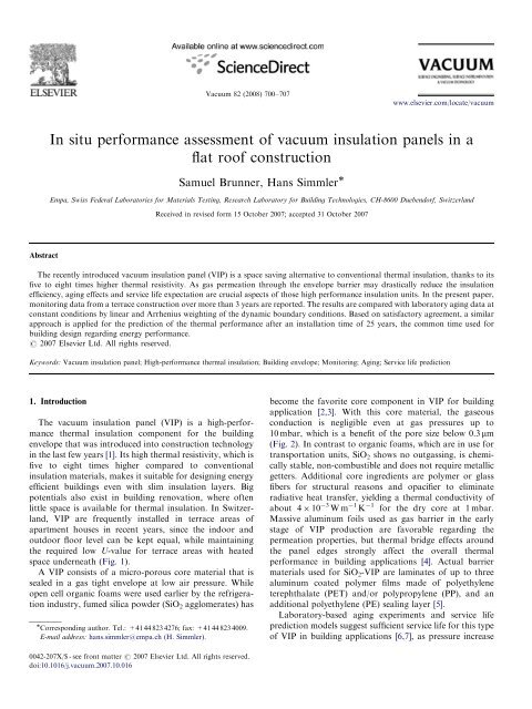 In situ performance assessment of vacuum insulation panels in a flat ...