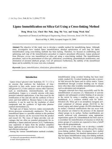 Lipase Immobilization on Silica Gel Using a Cross-linking Method