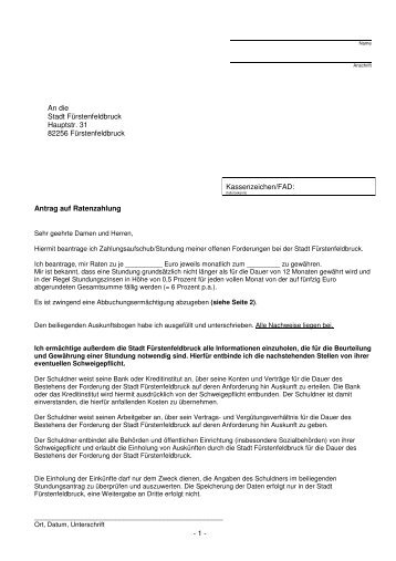 Formular Ratenantrag mit Selbstauskunft - in Fürstenfeldbruck