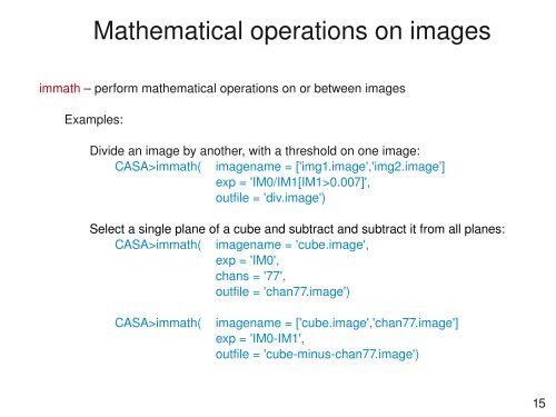 Image Analysis with CASA - ESO
