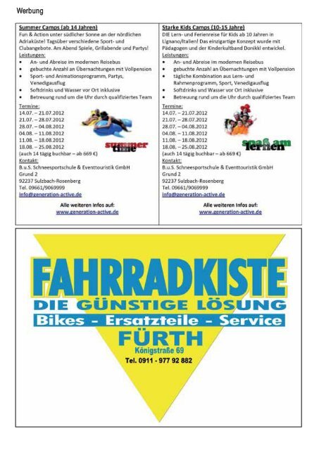 Datum und Unterschrift eines Erziehungsberechtigten - Stadt Fürth