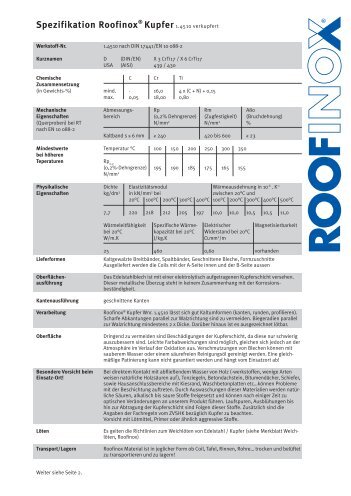Spezifikation Roofinox