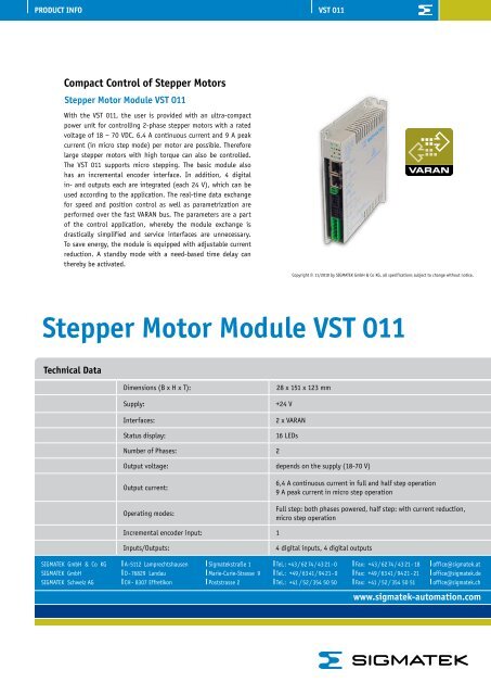 Stepper Motor Module VST 011 - Products 4 Engineers