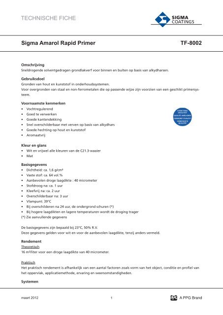 Sigma Amarol Rapid Primer TF-8002 - SigmaTech