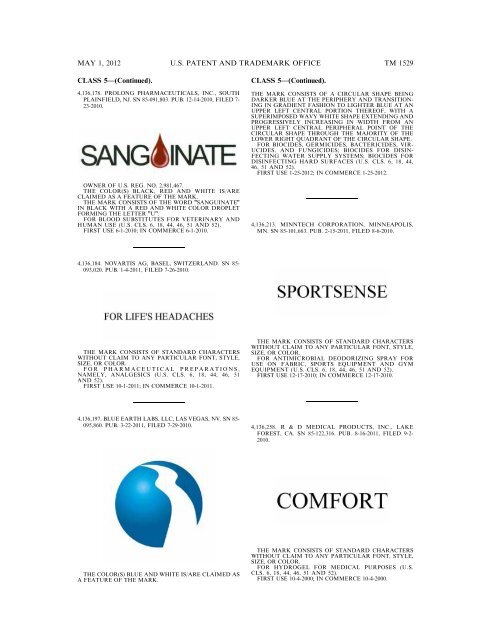 marks published for opposition - U.S. Patent and Trademark Office