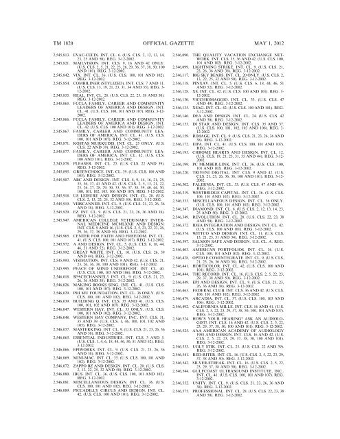 marks published for opposition - U.S. Patent and Trademark Office