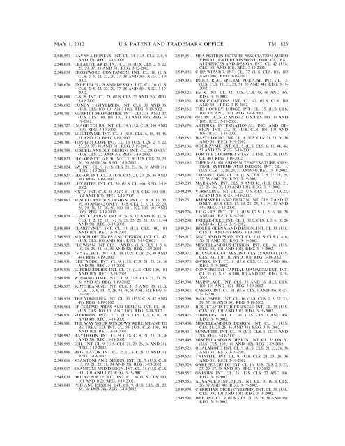 marks published for opposition - U.S. Patent and Trademark Office