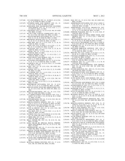 marks published for opposition - U.S. Patent and Trademark Office