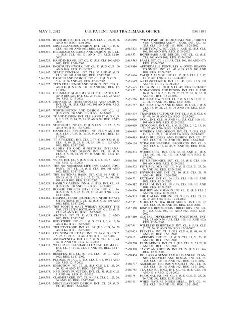 marks published for opposition - U.S. Patent and Trademark Office