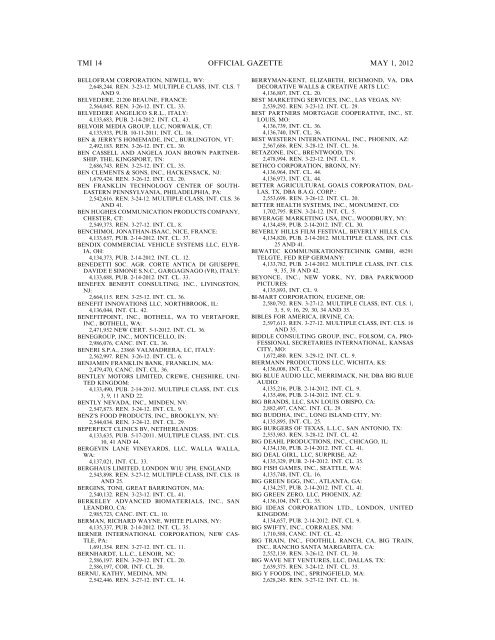 marks published for opposition - U.S. Patent and Trademark Office