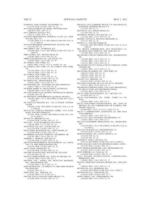 marks published for opposition - U.S. Patent and Trademark Office