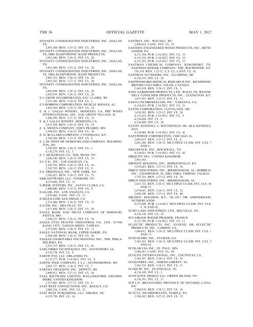 marks published for opposition - U.S. Patent and Trademark Office