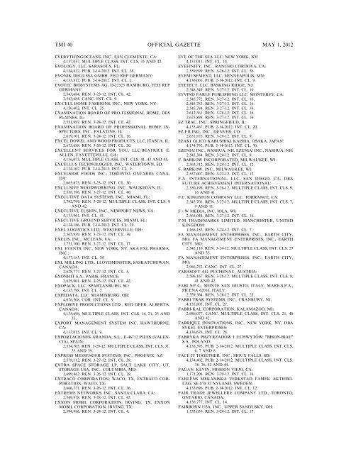 marks published for opposition - U.S. Patent and Trademark Office