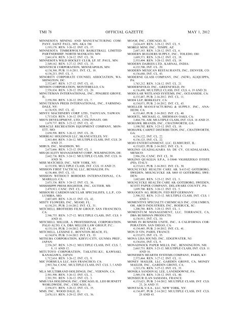 marks published for opposition - U.S. Patent and Trademark Office