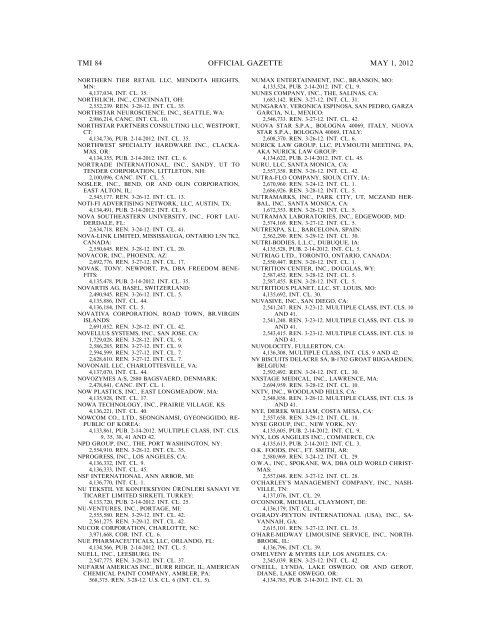 marks published for opposition - U.S. Patent and Trademark Office