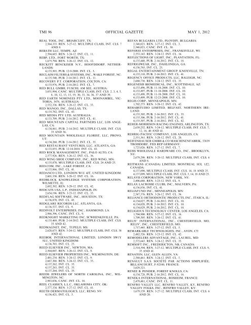 marks published for opposition - U.S. Patent and Trademark Office