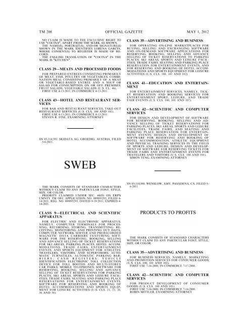 marks published for opposition - U.S. Patent and Trademark Office