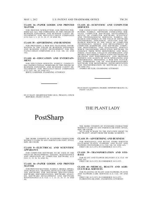 marks published for opposition - U.S. Patent and Trademark Office