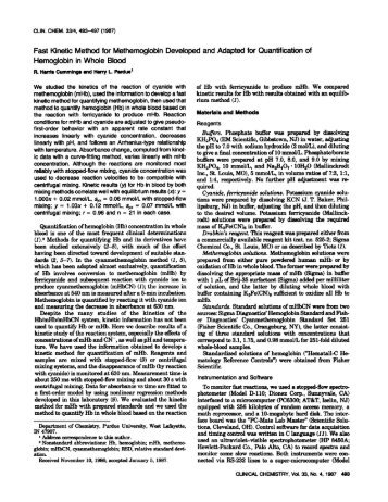 Fast Kinetic Method for ... - Clinical Chemistry