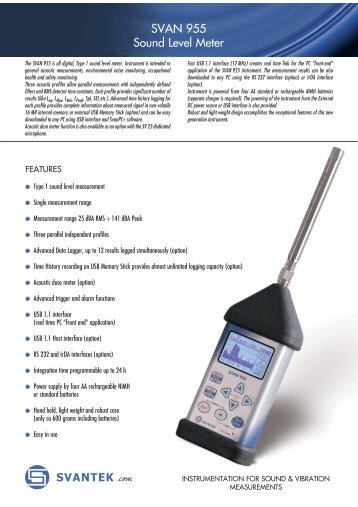 SVAN 955 Sound Level Meter - Sigmatest Messtechnik