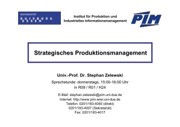 Strategisches Produktionsmanagement - Institut für Produktion und ...