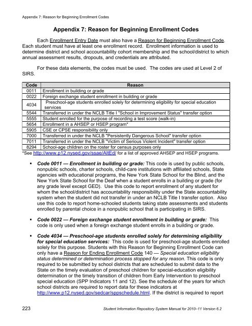 SIRS - p-12 - New York State Education Department