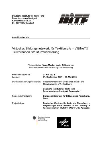 Virtuelles Bildungsnetzwerk für Textilberufe – ViBiNeT ... - DITF