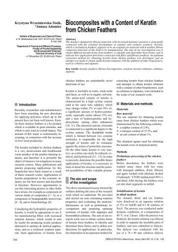 Biocomposites with a Content of Keratin from Chicken - Fibres ...