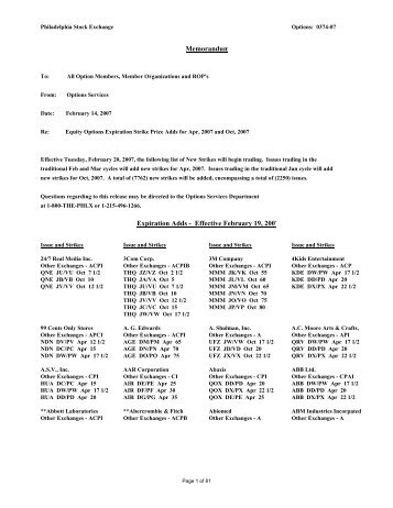 Memorandum Expiration Adds - Effective February ... - Nasdaq Trader