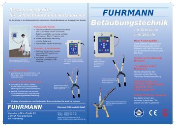 Prospekt Betäubungstechnik (deutsch.pdf) - Fuhrmann Elektrotechnik