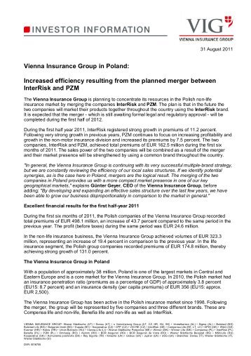 31.08.2011 IR News VIG in Poland - Merger