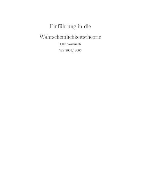 Vorlesungsskript - Mathematik und ihre Didaktik