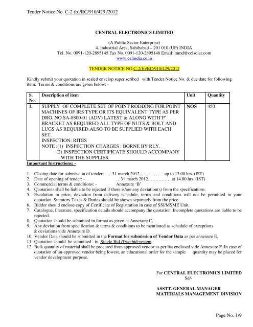 Tender Notice No. C-2