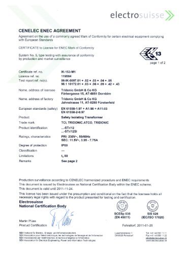 ENEC IK-153-M1 - Tridonic GmbH & Co KG