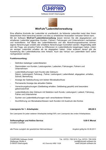 Lademittel Infoblatt+Preise (65 KB) - FUHRPARK Software GmbH